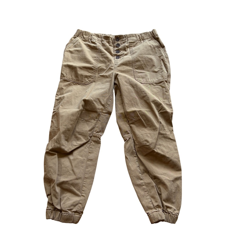 Free People Cadet Pull On Button Fly Tan Capri Jogger Pants Women's Size Medium